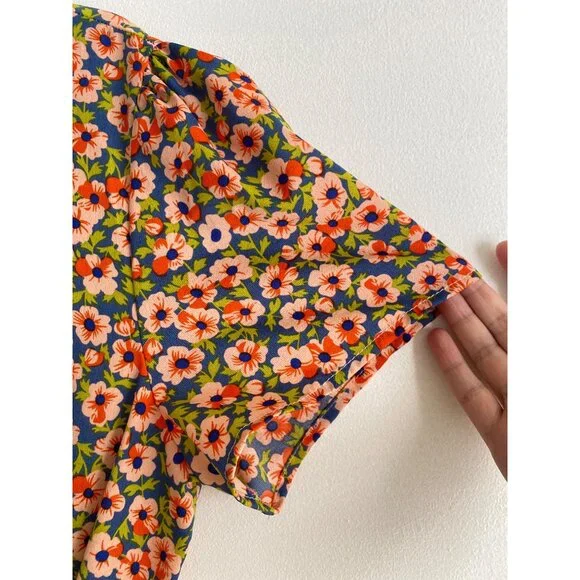 Floral Wrap Maxi Dress With Ruffled Hem & Short Sleeves By Prettygarden Size L - Picture 8 of 9